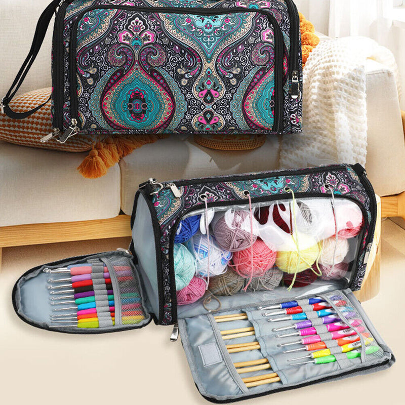 Yarn Storage Bag Knitting Tote for Thread Crochet Hooks Needles (Totem)