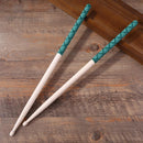 1 Pair Anti-slip 5A Music Band Maple Wood Oval Tip Drum Sticks (Green) Newly