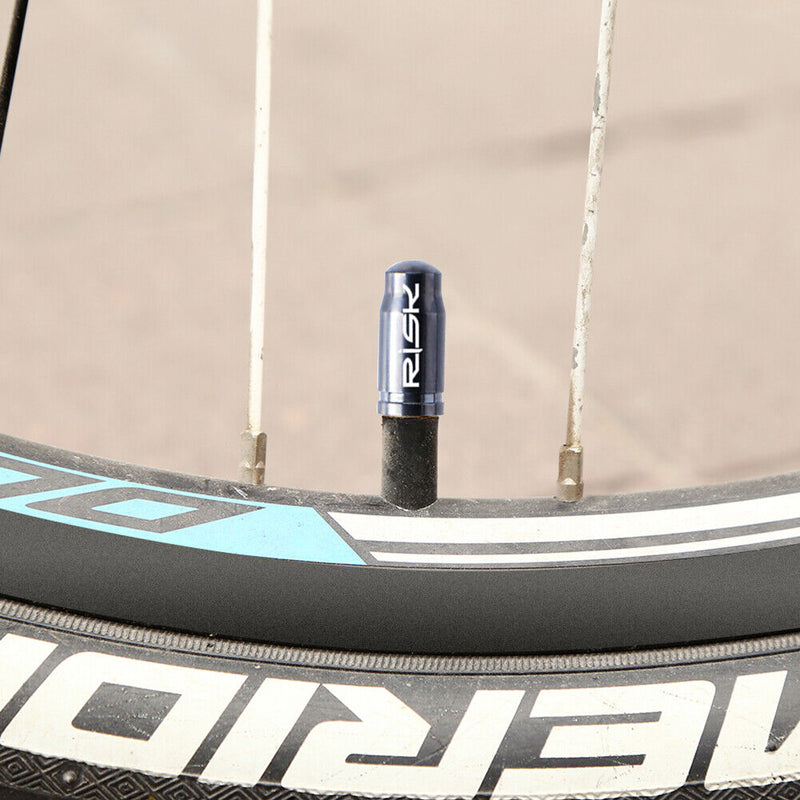 RISK MTB Road Bike Valve Cap Set Dustproof Tire Valve Cover (Black FV+Tool)