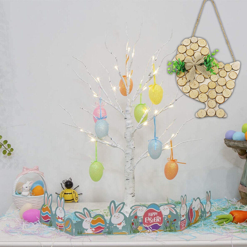 Easter Wooden Hanging Pendant Rabbit Chicken Ornament Home Decor (JM00458)