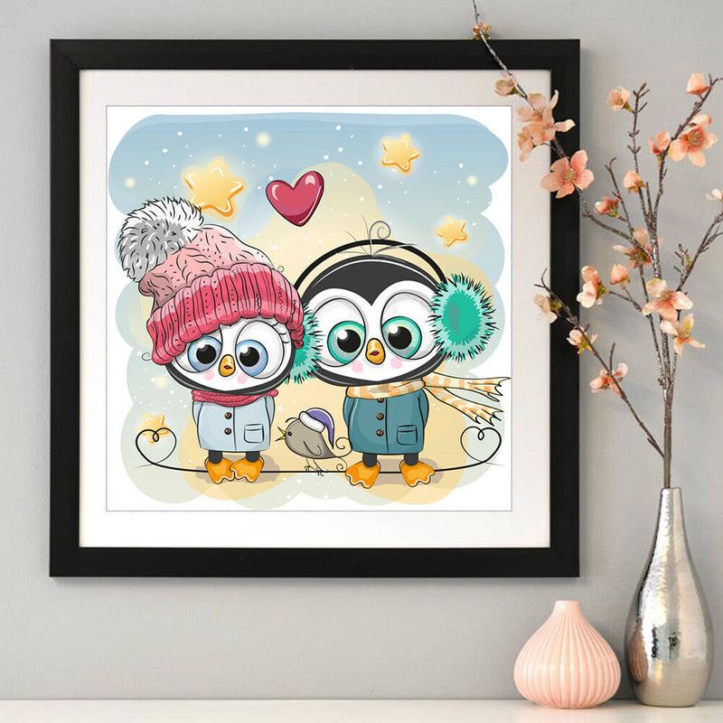 DIY Two Cartoon Owl Full Drill Diamond Painting Mosaic Kit Bead Art Picture