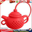 Teapot Shape Tea Bag Strainer Infuser Silicone Leaf Filter Diffuser (Red) Newly