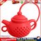 Teapot Shape Tea Bag Strainer Infuser Silicone Leaf Filter Diffuser (Red) Newly
