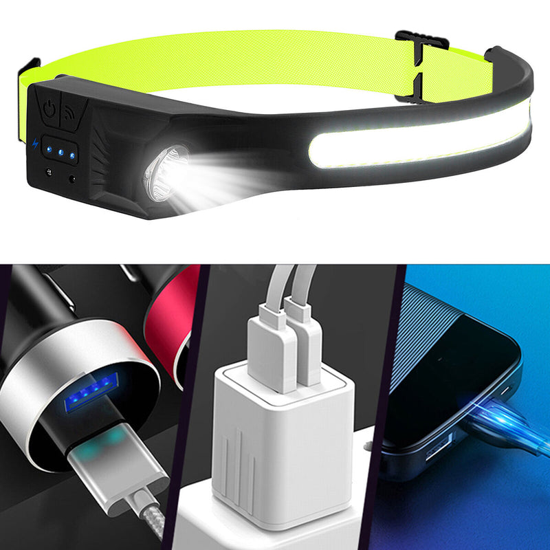 1pcs Wave Sensing COB Headlights Adjustable Headband Night Work Suitable Newly