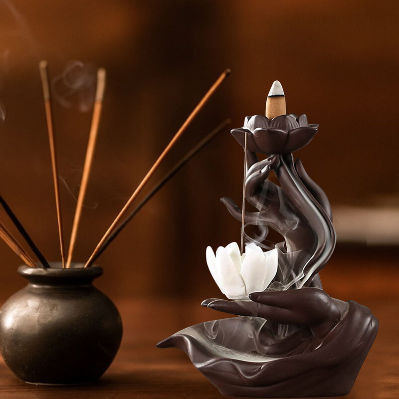 Buddha Lotus Backflow Incense Holder Incense Burner Candle Stick Holder Decor