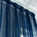 Star Print Tulle Curtains Window Drapes Sheer Purdah for Home(Dark Blue)