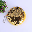 Fashion Women Sequins Keychain Change Purse Round Wallet Coin Bags (Yellow)