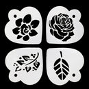 4pcs/Set DIY Leaf Flower Coffee Stencils Cake Baking Scrapbook Templates