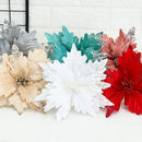 Home Decoration Glitter Ornament Christmas Tree Flowers Poinsettia Xmas Gift