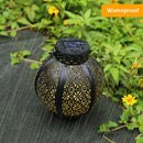 Solar Lanterns - Hollowed Flower Wrought Iron Decor Lanterns Light (Black) Newly