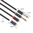 Mixer Audio Cable 2RCA Male to Dual 6.35 Male Stereo Aux Splitter Cable Newly