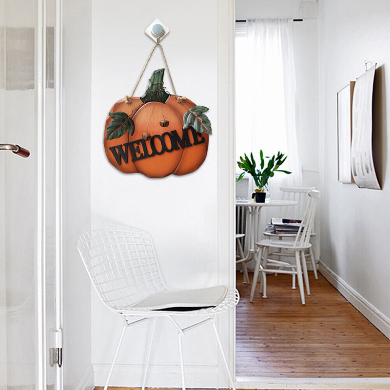 Wood Pumpkin Welcome Door Sign Home Background Wall During Living Room Decor