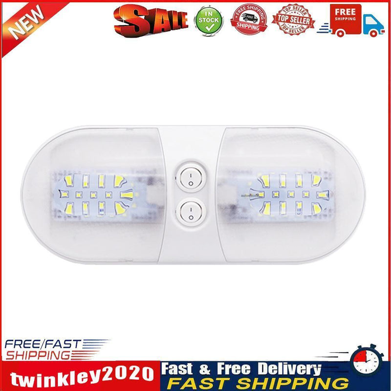 12V Dome Light Ceiling Lamp Double Switch for RV Marine Boat Yacht Camper Newly