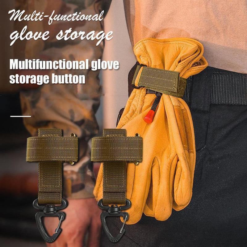 2x Outdoor Gloves Hook Storage Buckle Climbing Rope Hanging Buckles (Khaki)