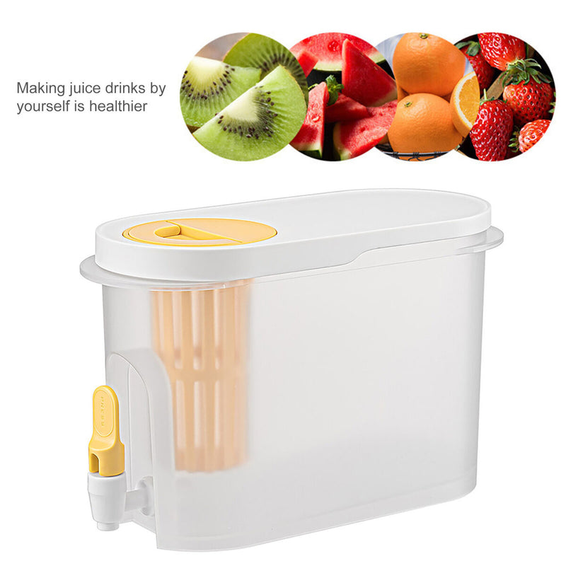 Plastic Cold Kettle with Faucet Large Capacity Beverage Container (White) Newly