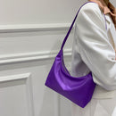 Women Solid Color Messenger Bag Lady Nylon Zipper Crossbody Bag (Purple)
