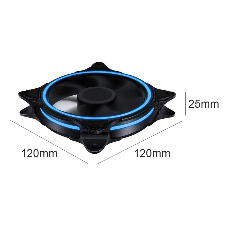 Halo Triple-Ring 120mm Quiet Fan for Desktop PC Computer Case Liquid Radiator