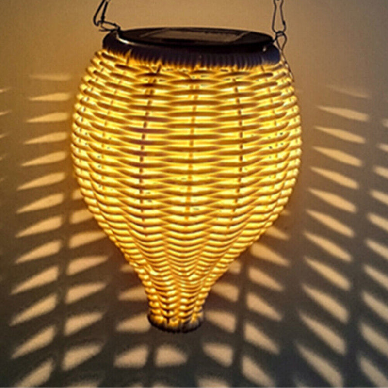 Rattan Hanging Solar Light Outdoor Garden Yard Landscape Lamp Decor (Brown)