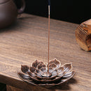 Sandalwood Stick Burner Censer Buddhism Bronze Lotus Incense Line Holder Decor