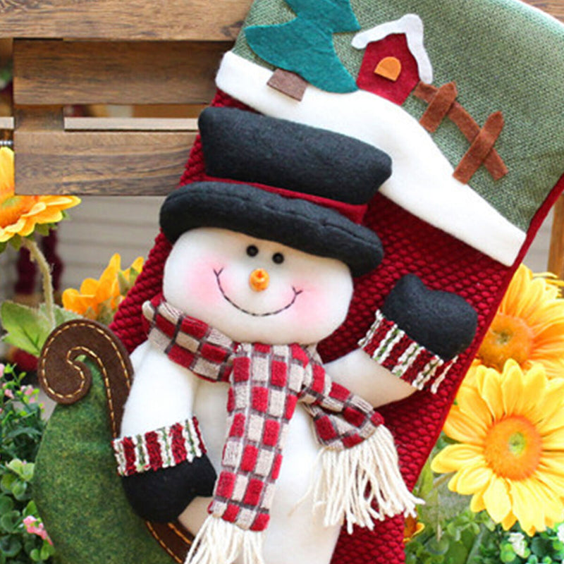Christmas Stockings Gifts Bag Big Plush Socks Bags Xmas Socks (Snowman) Newly