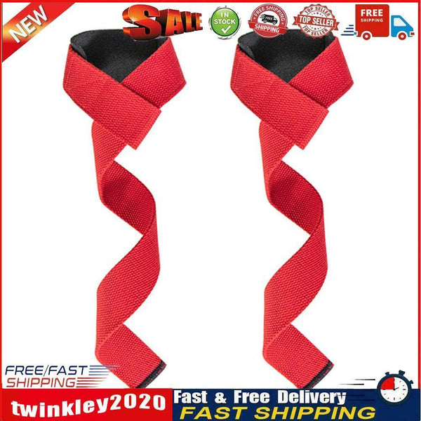 2pcs Gym Lifting Straps Anti-slip Wraps for Powerlifting Training (Red) Newly