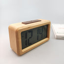 Digital Wooden Alarm Clock, Sensor Backlight Time Display Electronic Clocks