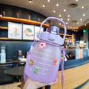 Water Bottle - Cute Belly Bottles Water Jug with Time Marker 1.3L (Purple) Newly