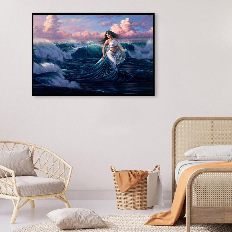 Chasing Sea Girl Oil Paint By Numbers Kit DIY Acrylic Painting Wall Art Pic