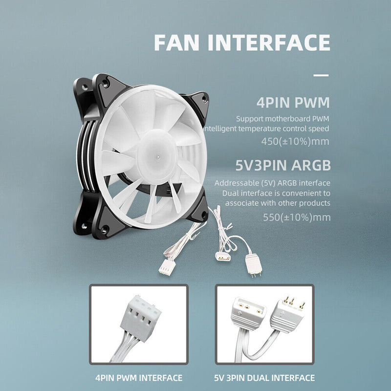 COOLMOON 12cm PWM PC Case Cooling Fan Desktop Chassis ARGB CPU Radiator Heatsink