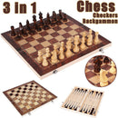 3 in 1 Chess Checkers Backgammon Set, Wooden Chess Pieces Board Game (3)