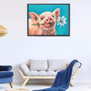 5D DIY Diamond Painting Pig with Daisy Full Round Drill Home Decoration Gif