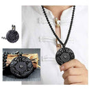 Lucky Obsidian Carving Pendant Yin Yang Dragon and BaGua Necklace Black X1D8
