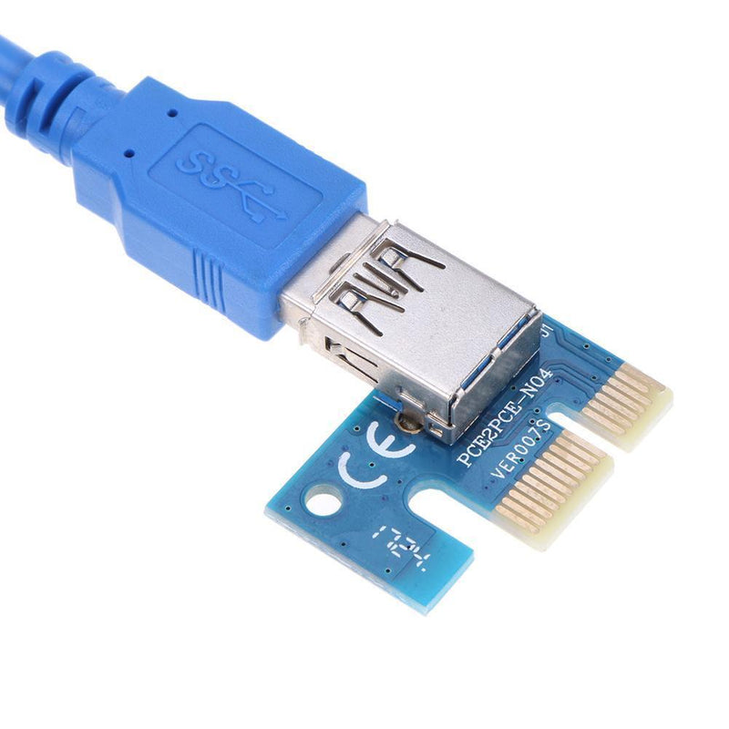 USB 3.0 PCI-E Express 1x to16x Extender Riser Card Adapter SATA 4PIN Power