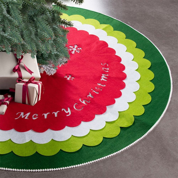 Xmas Floor Cover Outdoor Blanket Christmas Tree Skirt 4 Layers Carpet Floor Mat