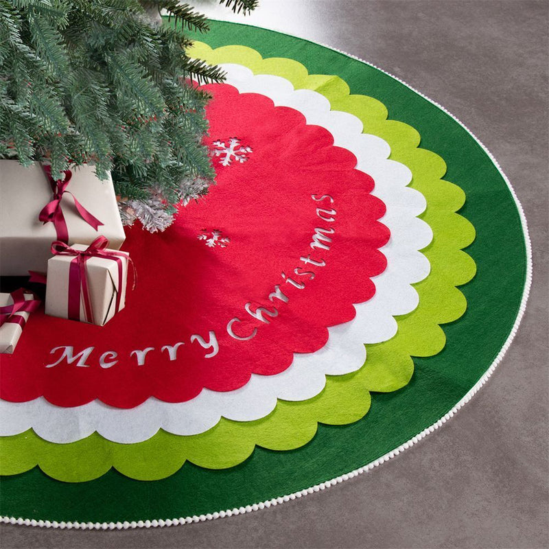 Xmas Floor Cover Outdoor Blanket Christmas Tree Skirt 4 Layers Carpet Floor Mat