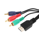 TV Adapter Black Flat VGA Cord HDMI Male To 3 RCA Adapter Video Audio AV Cable