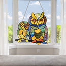 DIY Applique Diamond Wall Hanging Acrylic Door Window Pendant (Twin Owls) Newly