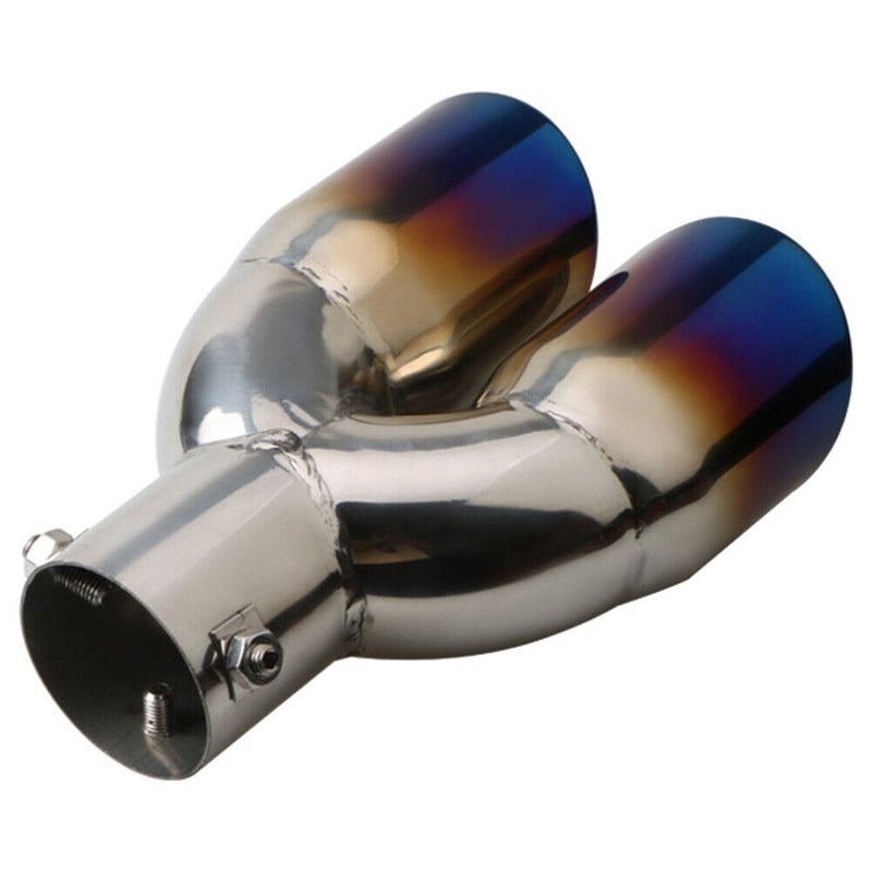 Stainless Steel Dual Exhaust Tip with 2.5 inch ID Inlet Rolled Edge Slant C
