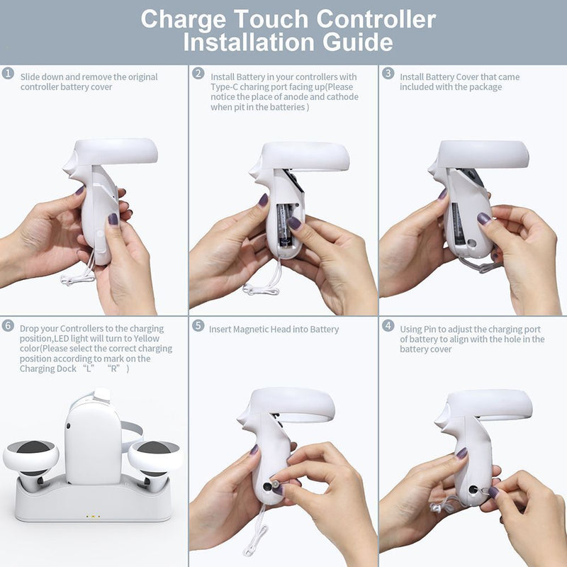 VR Headset Charger VR Controller Charger Charging Dock for Oculus Quest 2