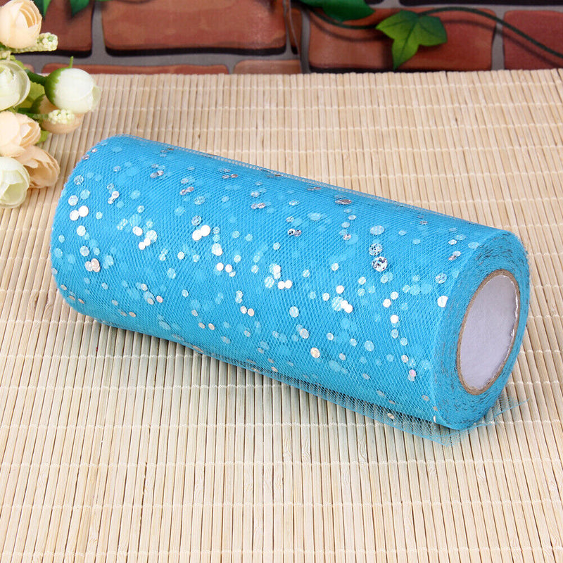 Glitter Sequin Tulle Roll 25 yards 15cm Spool Tutu Wedding Decoration