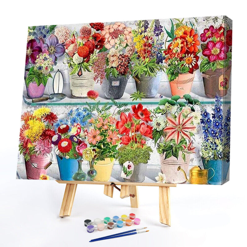 Potted Flower Oil Paint By Numbers Kits Coloring Drawing for Adults Children