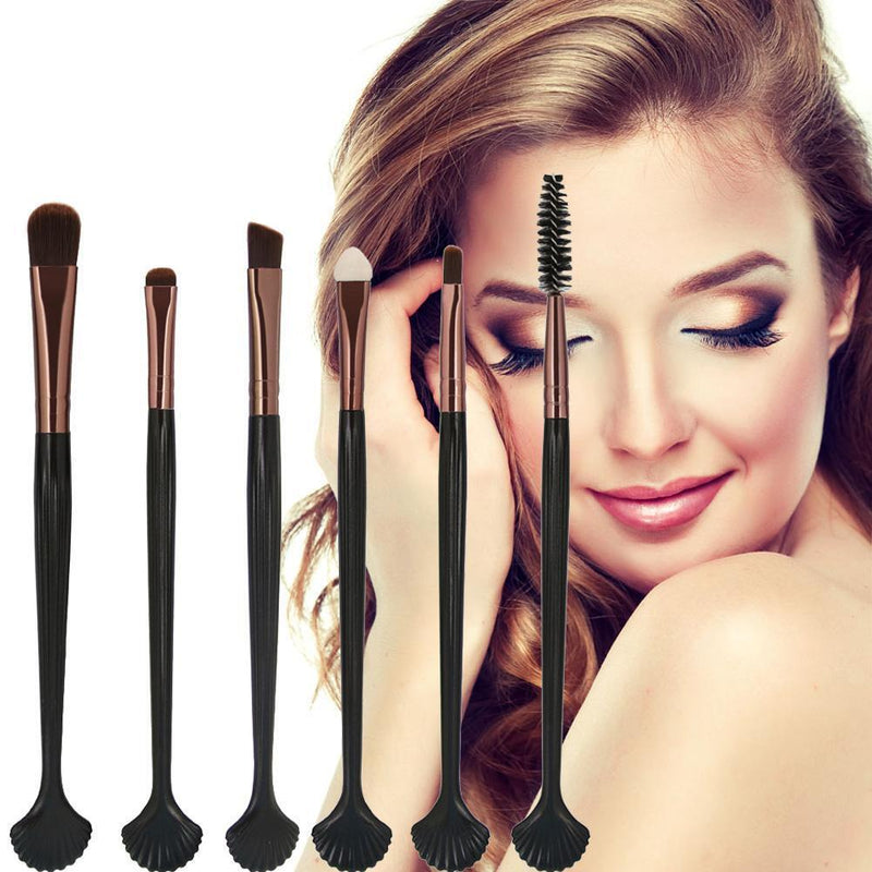 6pcs Fan-shell Makeup Brushes Kit Set Eyebrow Eyelashes Cosmetic Tools(C)