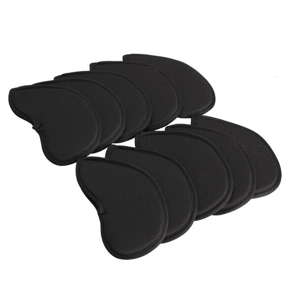 10pcs Golf Head Cover Club Iron Putter Head Protector Set Neoprene Black Newly