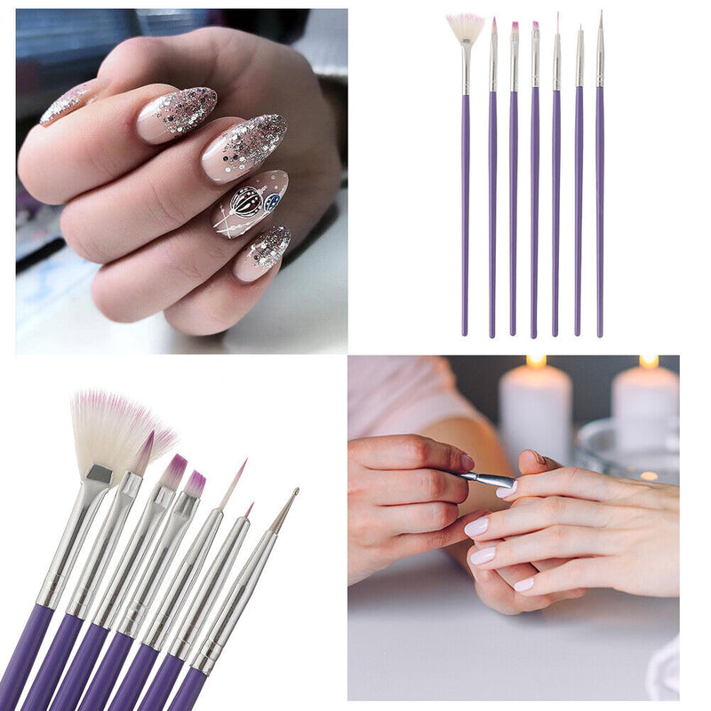 7pcs Gel Nail Painting Pen Polish Drawing Carving Nail Art Brush Manicure T