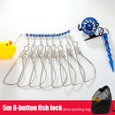 Stainless Steel Fish Buckle Lock Set Live Fishing Lock Belt Stringer (Blue)