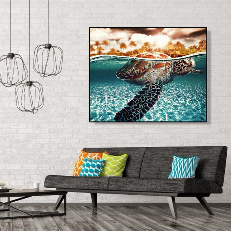 Painting By Numbers DIY Sea Turtle Hand Painted Canvas Oil Art Picture Craft Kit
