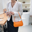 Retro Women Embossed Geometric PU Underarm Shoulder Bag Handbags (Orange)