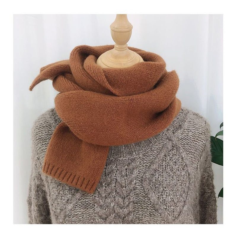 Woman Knitting Autumn Winter Long Keep Warm Shawl Solid Color Bib Scarf