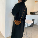 Plush Shoulder Crossbody Bag Women Kids Cute Bear Shaped Mini Purse (White)