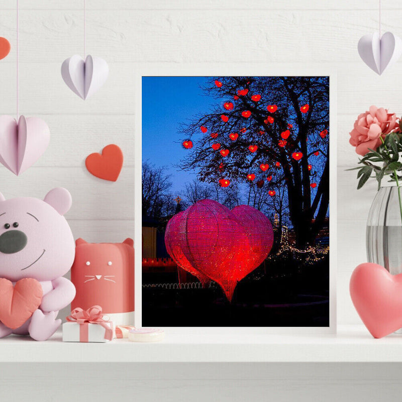 Hand Painted Oil Paint by Numbers DIY Heart Lantern Drawing Wall Decoration Gift